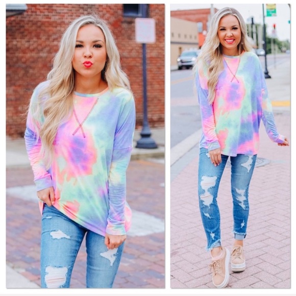 RESTOCKED Purple Tie Dye Print Top - Picture 2 of 5